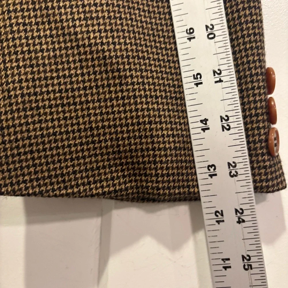 Saks Fifth‎ Avenue 100% Cashmere Houndstooth Sport Coat Blazer Brown Black 42L